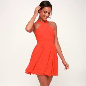 Lulu's Fovevermore Skater Dress in Coral